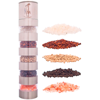 Moulin Découverte  (Poivres de Kampot noir 20g - rouge 20g - blanc 20g - Sel de Kampot 20g - Sel de l'Himalaya 20g) - Premium