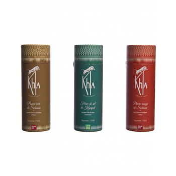 Trio Mékong - (Poivres vert de Sichuan 50g - Poivre rouge de Sichuan 50g - Fleur de sel de Kampot 150g) - Premium