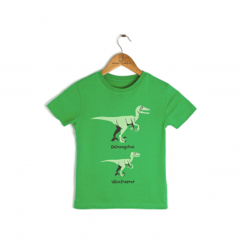  Coton BIO - T-shirt - Dino vert - 3/4 ans 