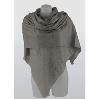 Étole en cachemire avec broderies traditionnelles - Grège broderies ton sur ton