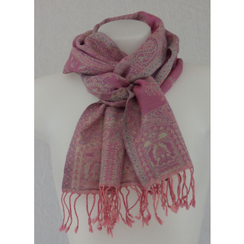 Écharpe en laine - Rose et beige
