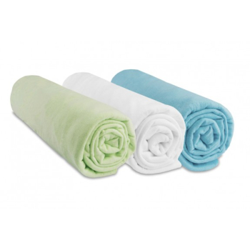Lot de 3 draps housse Coton - 60x120 - anis blanc turquoise 