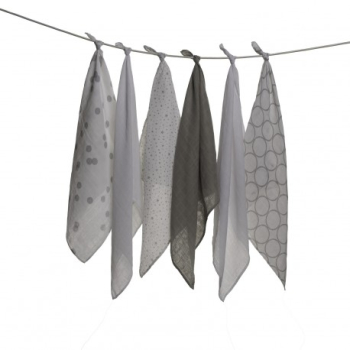 Lot de 6 langes imprim?s en coton - 70x70 cm