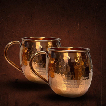 Lot de 2 Mugs en Cuivre Pur Martelé - 470 ml