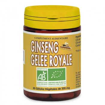 Pilulier de 60 gélules de Ginseng, Gelée Royale bio de l'Abeille Forestière