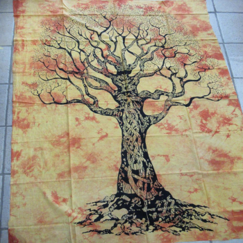 Tenture indienne arbre de vie orange