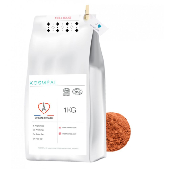  Argile Rouge 1KG - Origine FRANCE - Emballage Écologique Papier Kraft Blanc