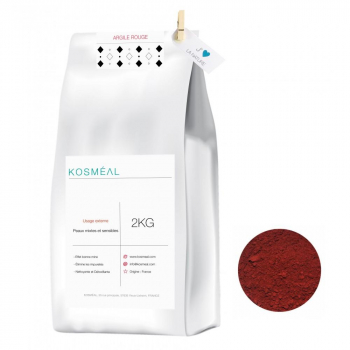 Argile Rouge Surfine 2KG - 100% Pure et Naturelle - Origine FRANCE - Emballage Écologique Papier Kraft Blanc