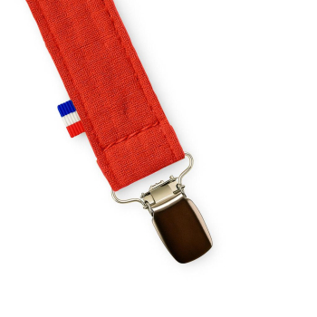 Attache Tétine en Coton Bio Teddy Fraise