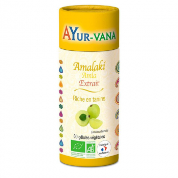 Pilulier de 60 gélules d'amalaki bio de la marque ayurvana