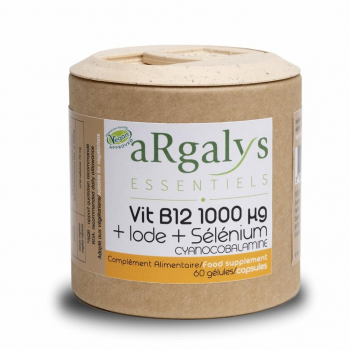 Vitamine B12 + Iode - Vegan - 60 gélules - Complément Alimentaire - Argalys