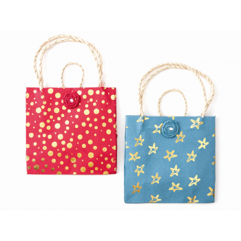 S/2 sachet cadeau rouge / bleu