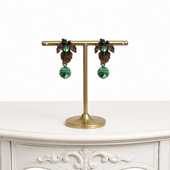 Petites boucles d’oreilles Brocéliande malachite