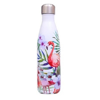 Bouteille isotherme en inox (500ml), motif flamant rose