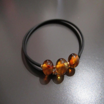 Bracelet silicone 2 rangs en pierre d'ambre 