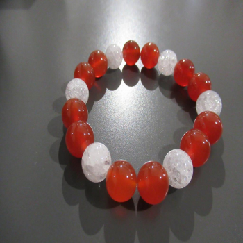 Bracelet cornaline et cristal de roche 10mm