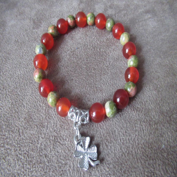 Bracelet cornaline et unakite
