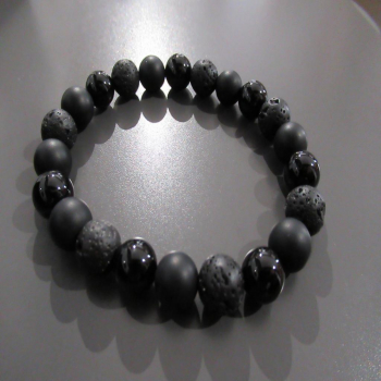 Bracelet homme 22cm onyx et lave