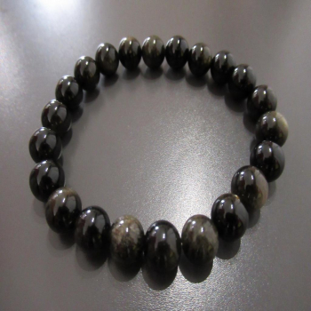 Bracelet obsidienne dorée 8mm