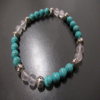 Bracelet en quartz rose et howlite