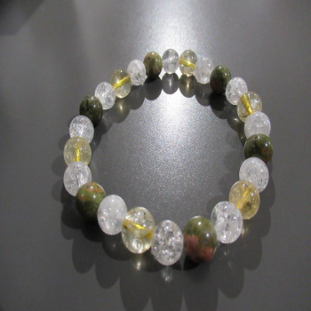 Bracelet citrine unakite et quartz 8mm