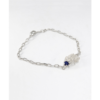 Bracelet chaîne adaptable scarabée et pierre Lapis Lazuli argent massif