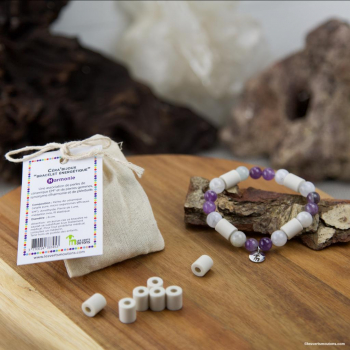 Bracelet énergétique en perles de céramique EM et pierres fines cristaux naturels fait-main - Harmonie