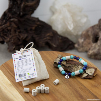 Bracelet énergétique en perles de céramique EM et pierres fines cristaux naturels fait-main - Intuition