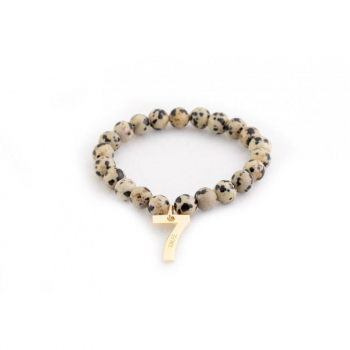 Bracelet jaspe dalmatien chiffre sept