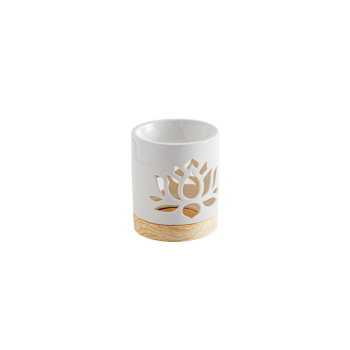 Brûle parfum blanc en céramique laquée – H10,5 cm – Nénuphar