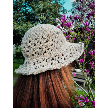 Capeline en chanvre/coton crochetée - Chapeau de soleil été - Modèle "Aria"