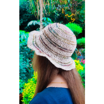 Chapeau de soleil crocheté en chanvre et coton