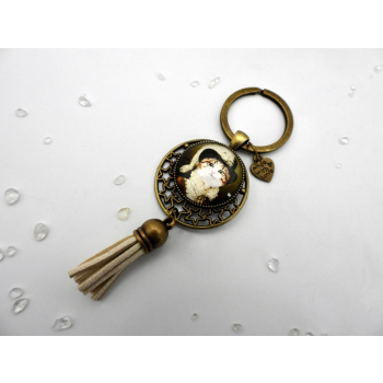Porte clefs chat botté avec pompon