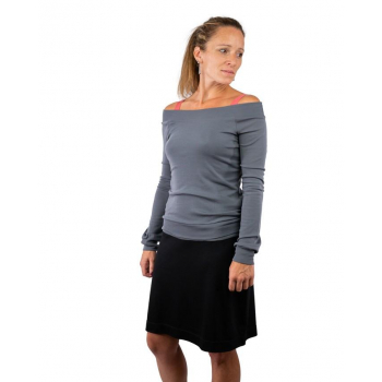 T-shirt femme manches longues col DANSEUSE en pure laine mérinos