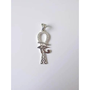 Pendentif argent massif croix de vie et oeil d'Horus