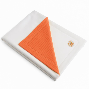 Couverture en Coton Bio Rex Blanc et Fraise