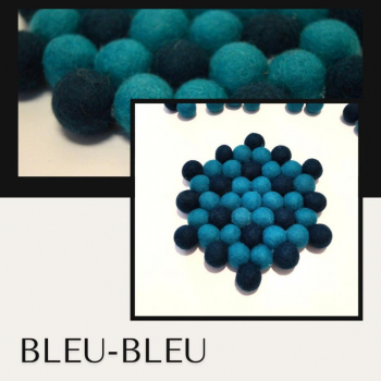 Dessous-de-plat "boules en feutre de laine" Bleu-Bleu