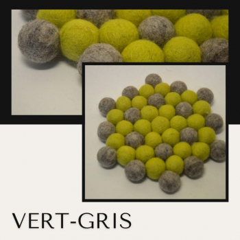 Dessous-de-plat "boules en feutre de laine" Vert-gris