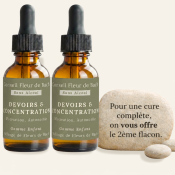 Fleurs de Bach Enfants Devoirs et Concentration Sans Alcool - 30ML - Lot de 2