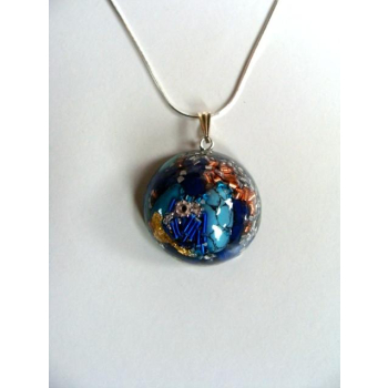 Demi lune pendentif lapis lazuli turquoise argentée