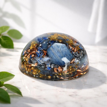 Orgonite demi sphère cyanite bleue