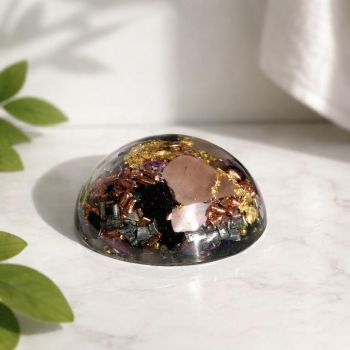 Orgonite demi sphère quartz rose et shungite