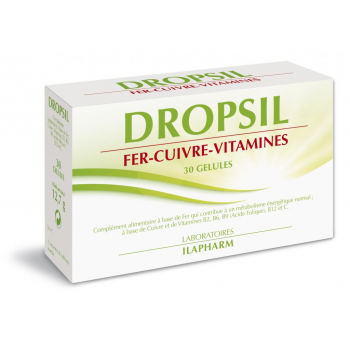 Dropsil Fer, Cuivre, Vitamines - Entrain, dynamisme - 30 gélules