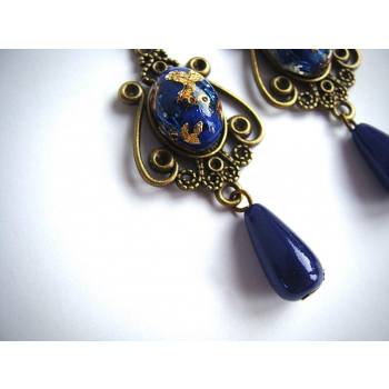 Boucles d'oreilles orgonite rétro lapis lazuli
