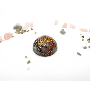 Orgonite demi sphère labradorite et quartz rose moyenne