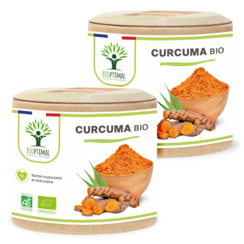 Curcuma + Poivre Noir Bio - Complément Alimentaire - Articulation Digestion - Fabriqué en France - Certifié écocert - 2X60 gélules