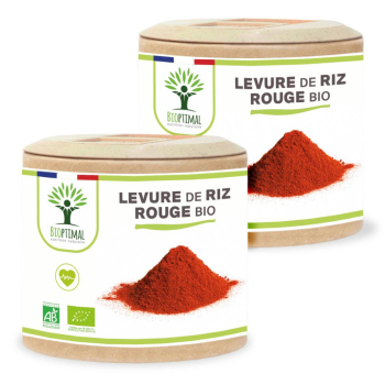 Levure de riz rouge bio - Monacoline K - Complément alimentaire - Fabriqué en France - Certifié écocert - 2X60 gélules