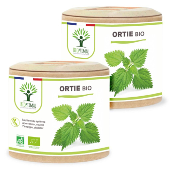 Ortie Bio - Complément Alimentaire - 100% Poudre de Feuille Ortie - Fabriqué en France - Vegan - Certifié écocert - 2X60 gélules