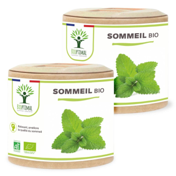 Sommeil Bio - Complément alimentaire - 4 Plantes pour Dormir - Relaxation - Fabriqué en France - Certifié écocert - 2X60 gélules
