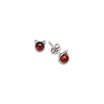 Clous d'oreilles en ambre et argent